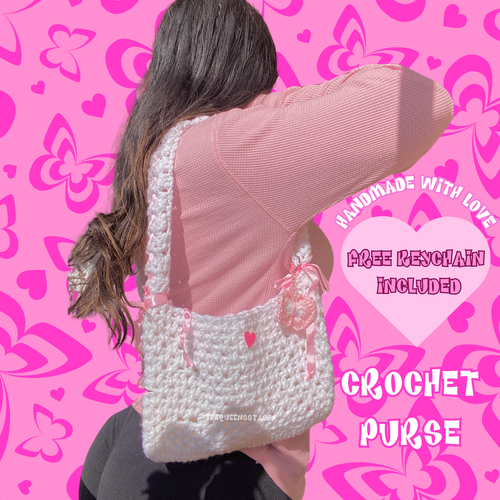 White Coquette Crochet Handmade Purse