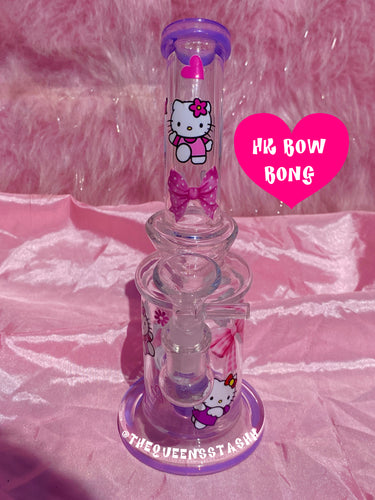 Hello Kiitty Bow Glass (handmade)