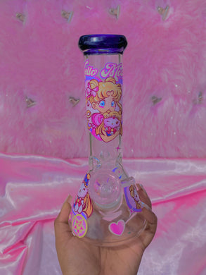 Hello Kitty Sailor Moon Glass (handmade)