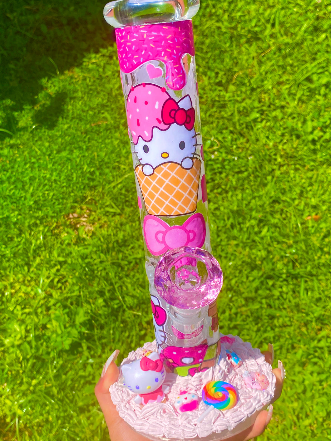 Hello Kitty Sweetland Straight Tube Bong (handmade) Ready to Ship