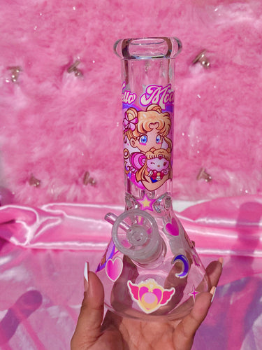 Hello Kiitty Sailor Moon Glass (handmade) Ready To Ship