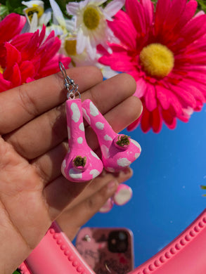 Pink Cow🐄 Bong Earrings