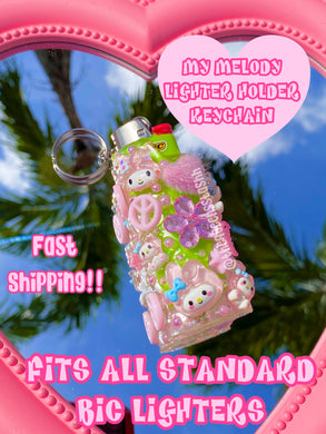 Pink My Melody Lighter Case Junked Keychain(STANDARD SIZE)
