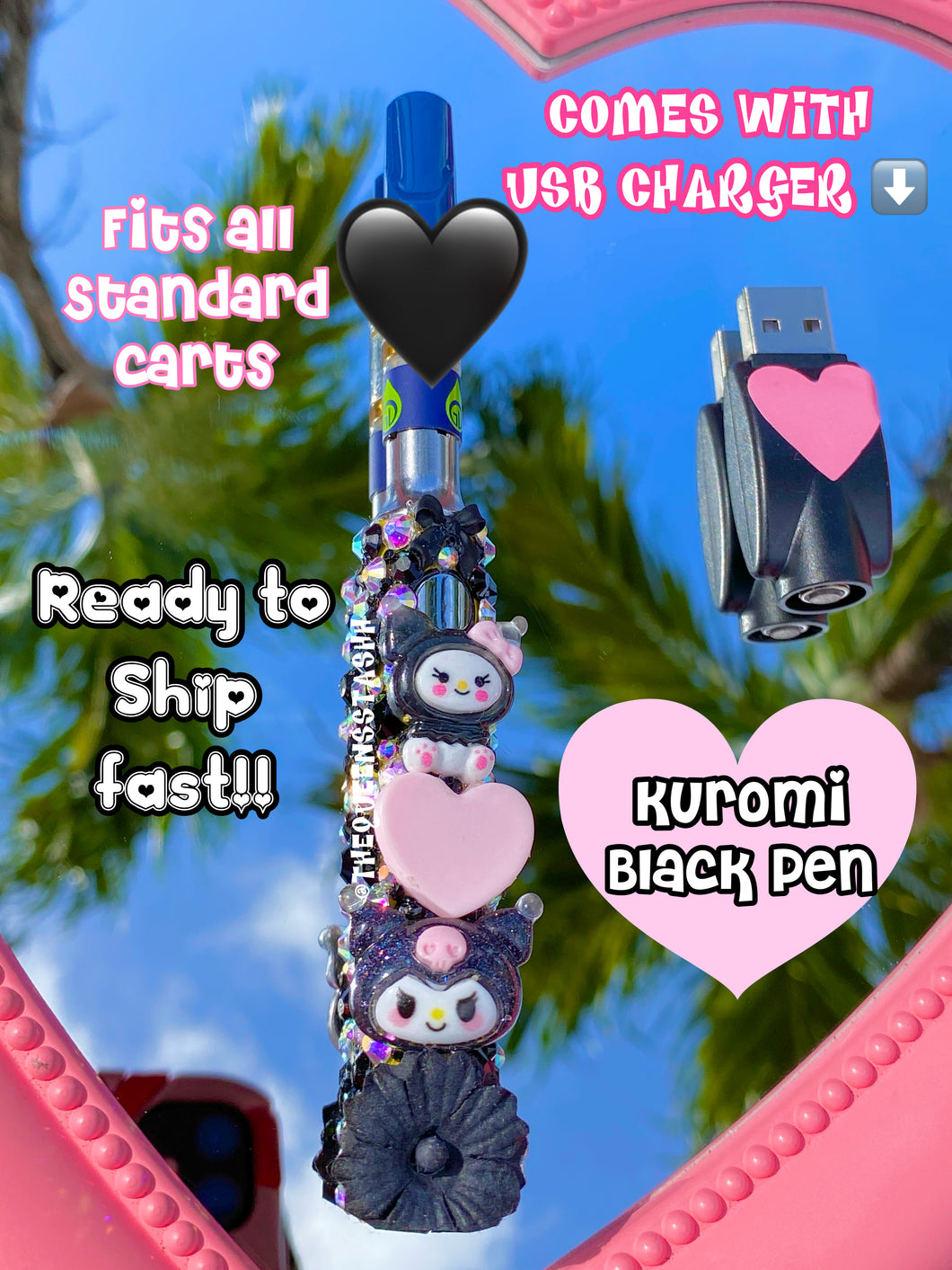Black And Pink Kuromi Penn (READY TO SHIP)