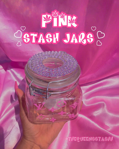 Glass Odor less Stash Jar -PINK-