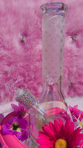 Pink Iridescent Lux Rhinestone Bong