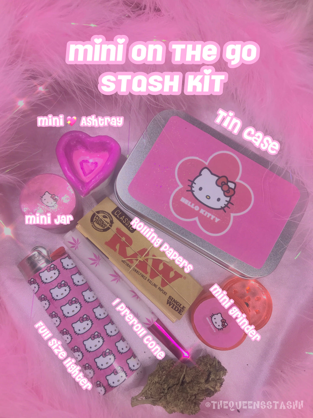 Hello Kitty Rolling Tray, Ashtray And Stash Jar Set!